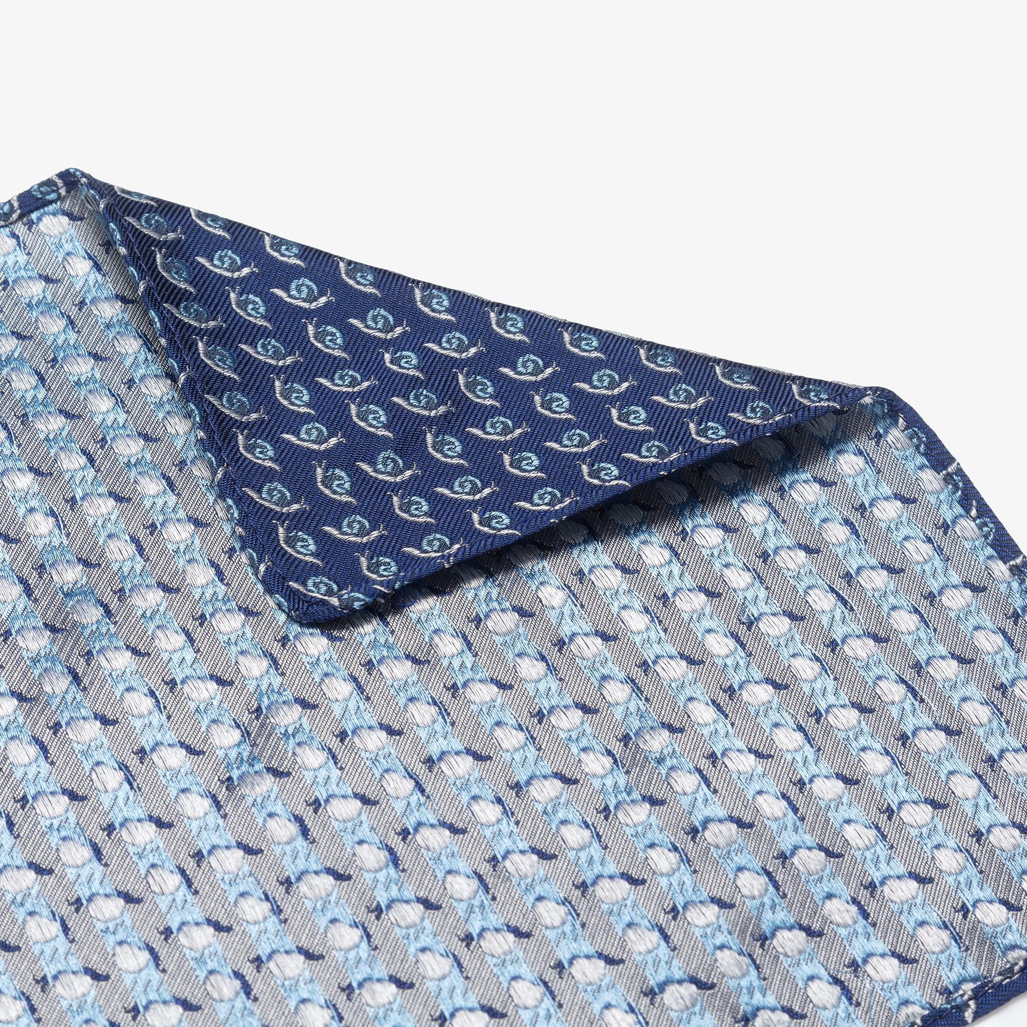 Boys Navy Blue Check Pattern Pocket Square - View 4