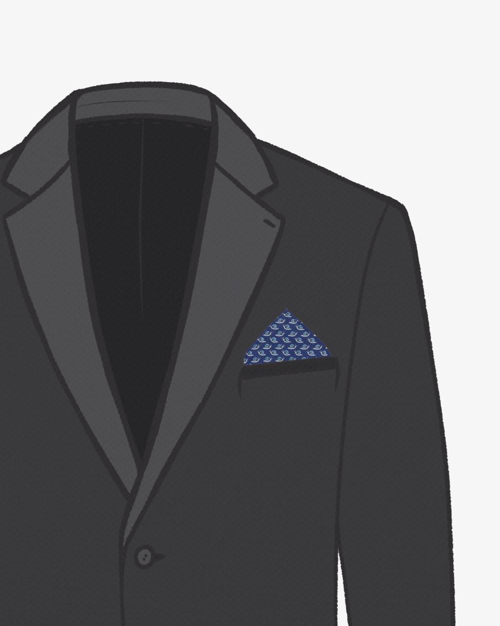 Boys Navy Blue Check Pattern Pocket Square - View 5