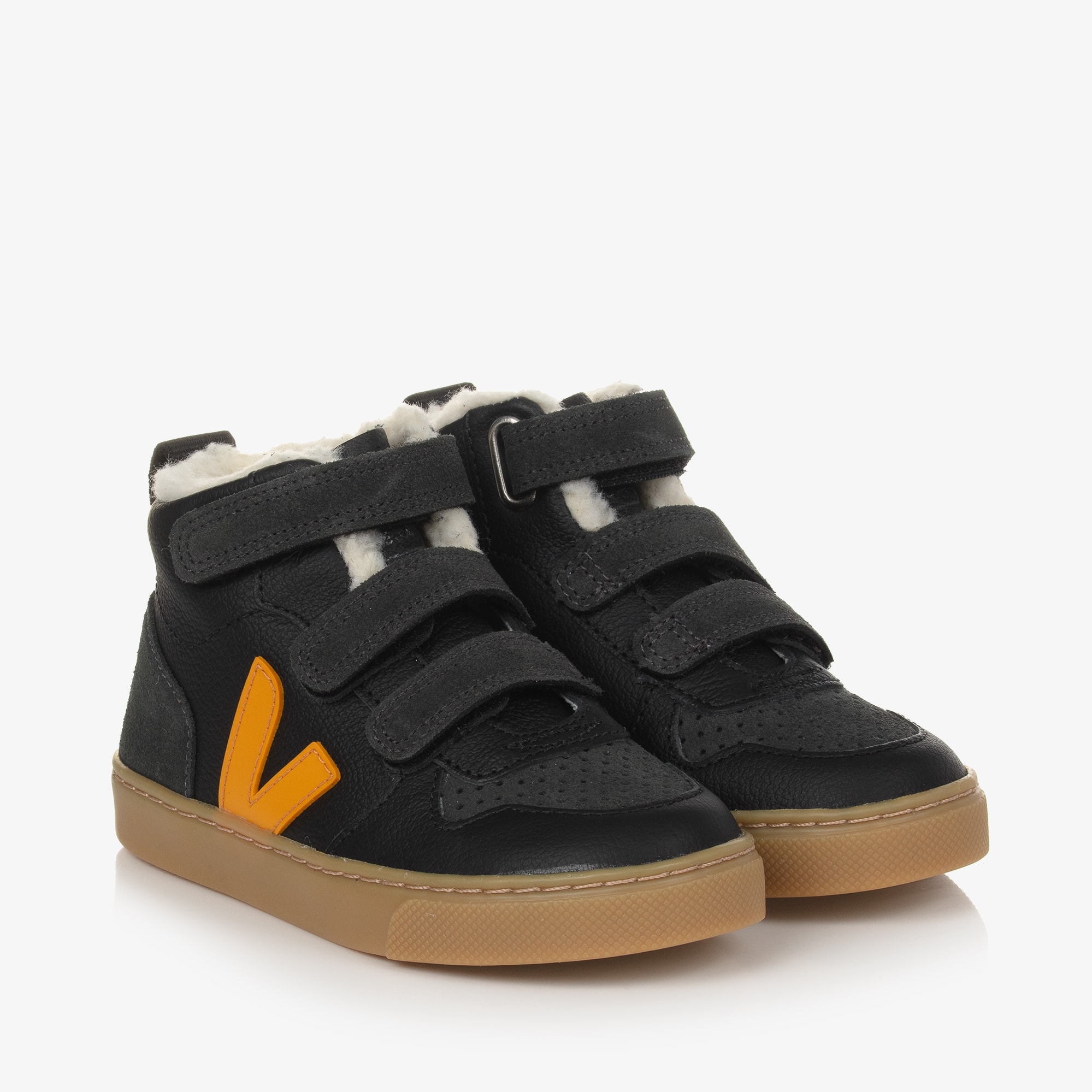 Black & Yellow Leather V-10 Trainers - View 1