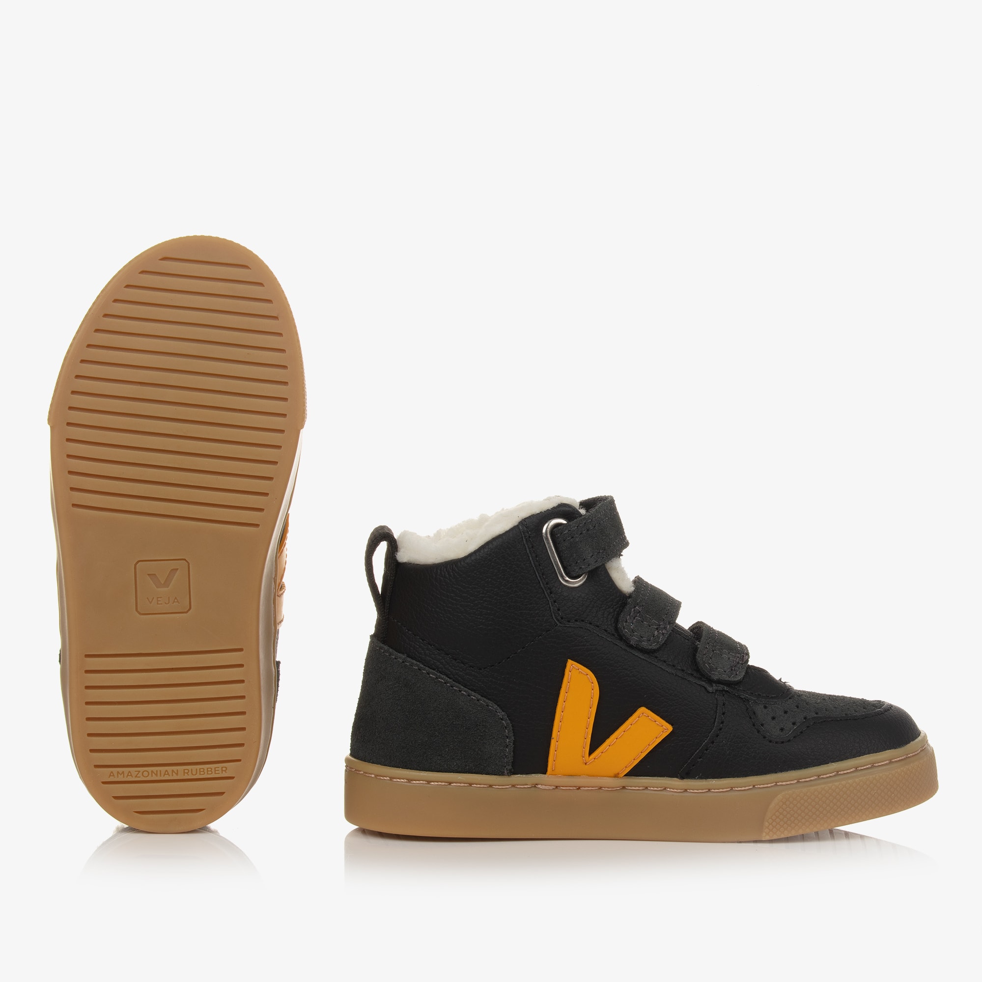 Black & Yellow Leather V-10 Trainers - View 4