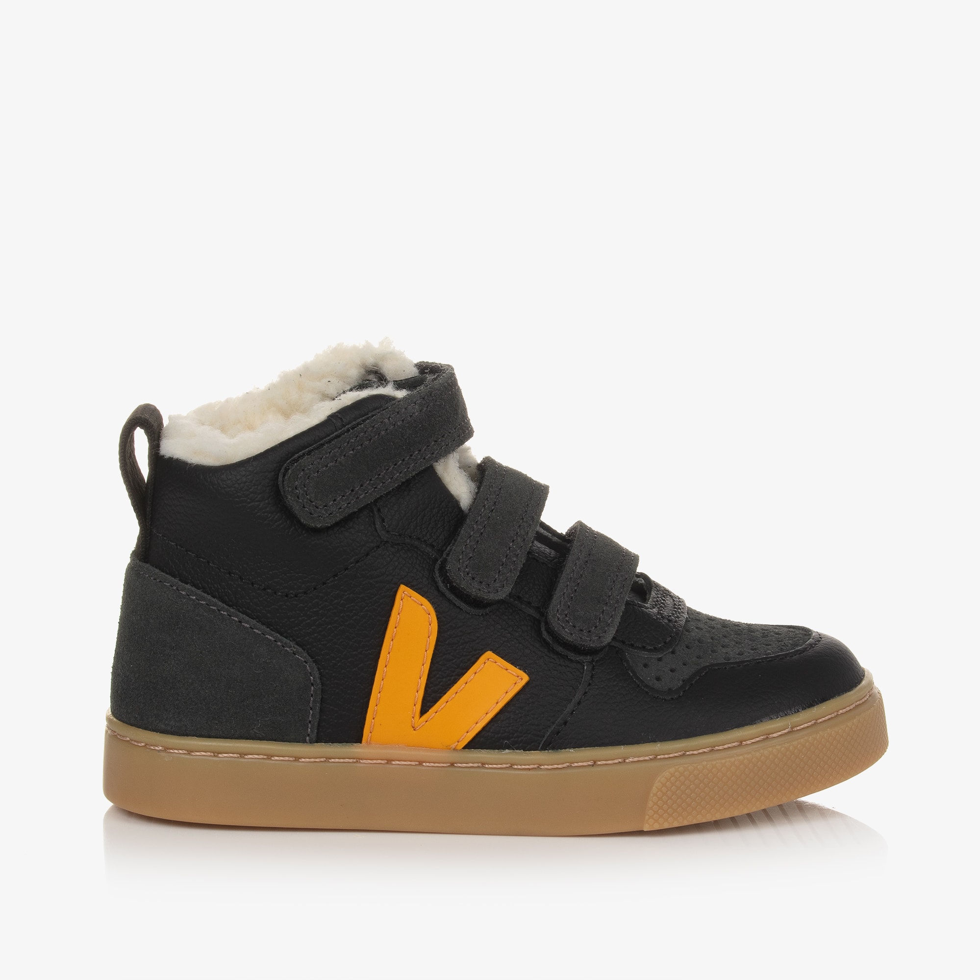Black & Yellow Leather V-10 Trainers - View 5
