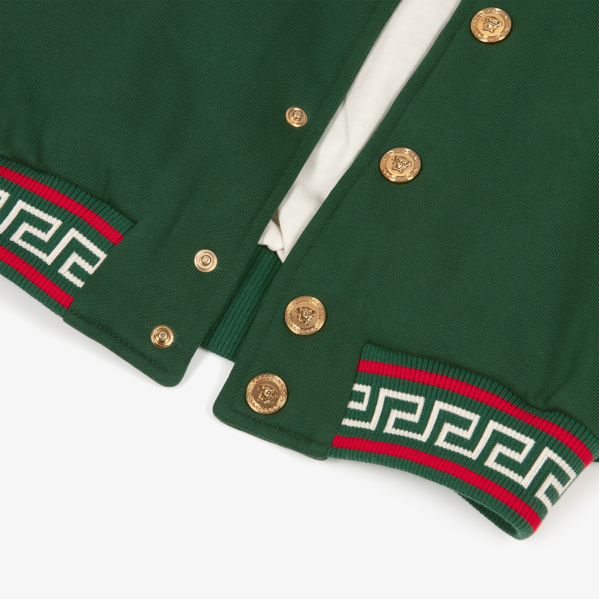 Green Cotton Jersey Varsity Jacket with Medusa Logo - View 6