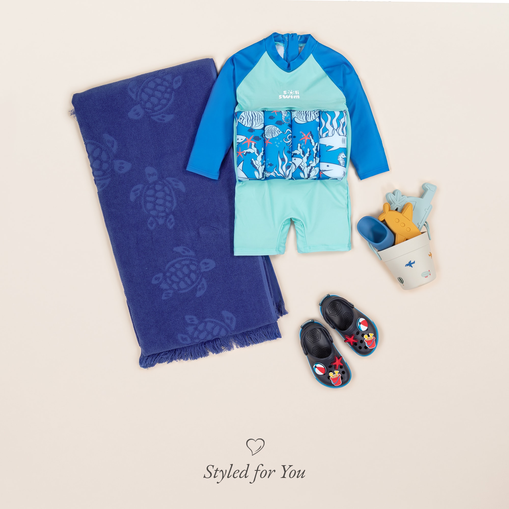 Blue Cotton Turtles Beach Towel (180cm) - View 6