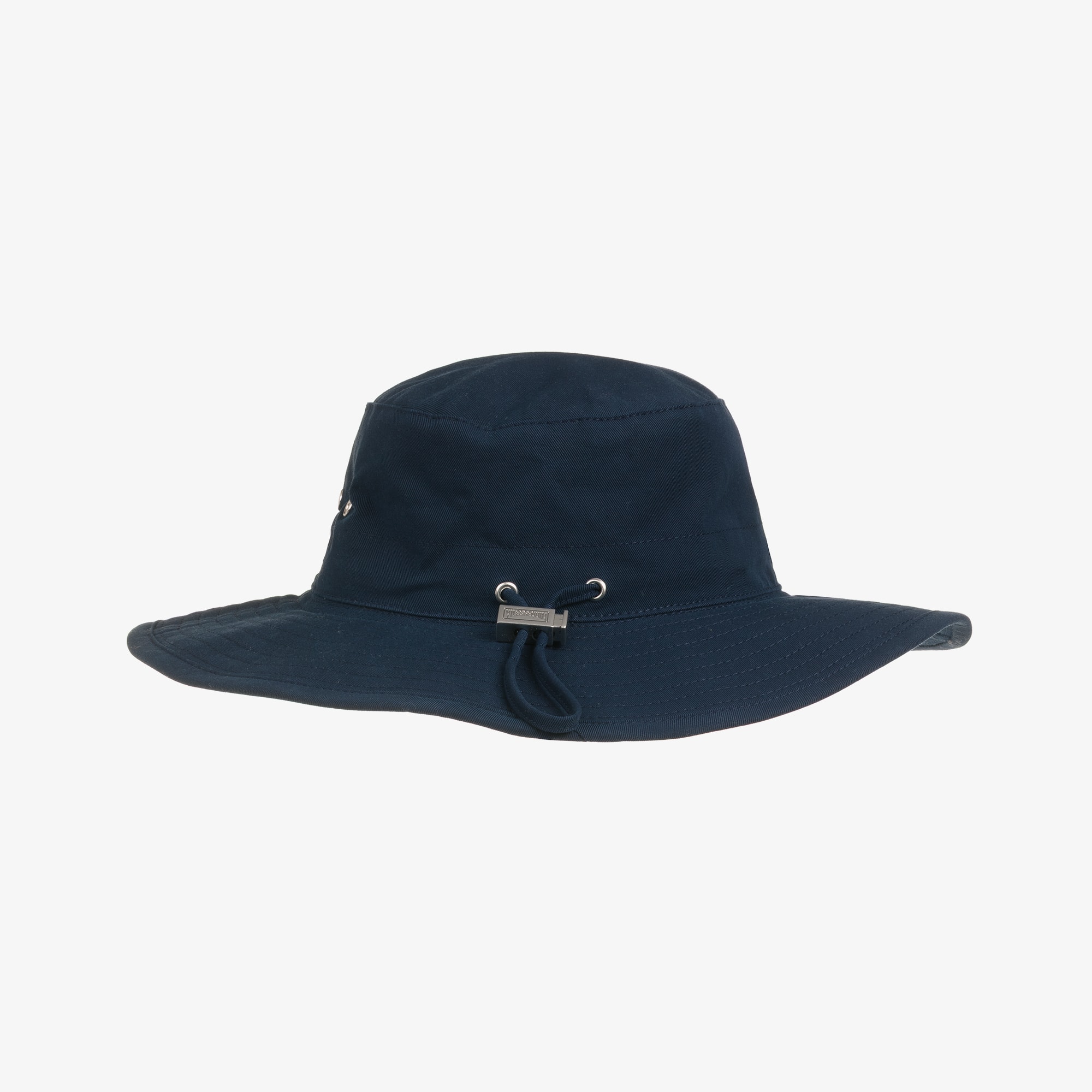 Boys Navy Blue Cotton Sun Hat with Embroidered Logo - View 3